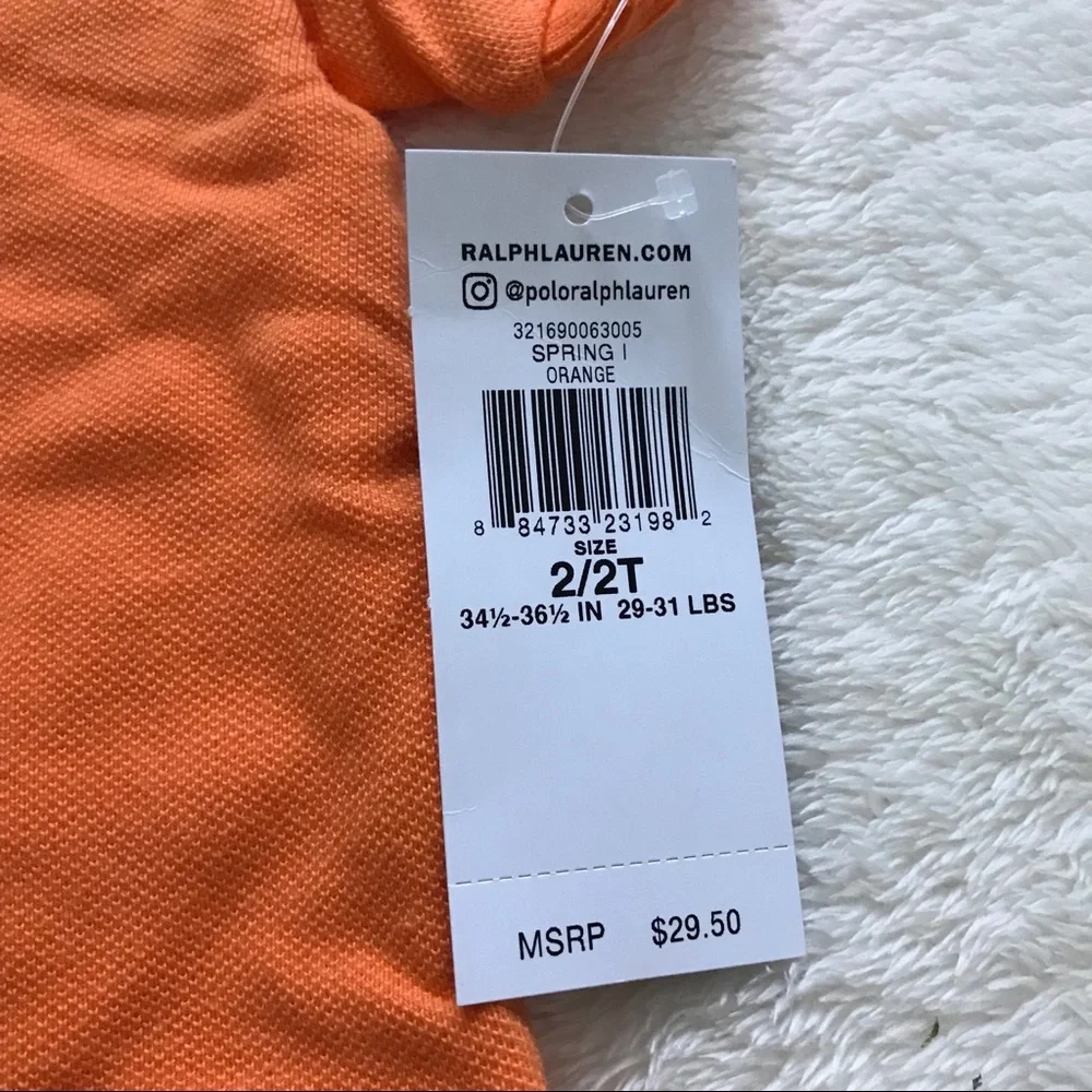 NWT Ralph Lauren toddler boys orange polo